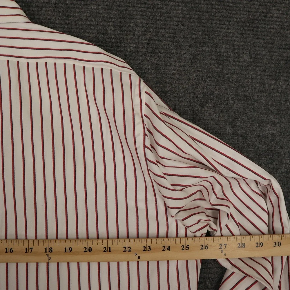 Ralph‎ Lauren Blake Mens 16 32 Button Down Oxford Shirt White Red Blue Stripe